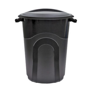 United Solutions TI0019 Trash Can, 32 gal, Black, Plastic, Snap-On Lid